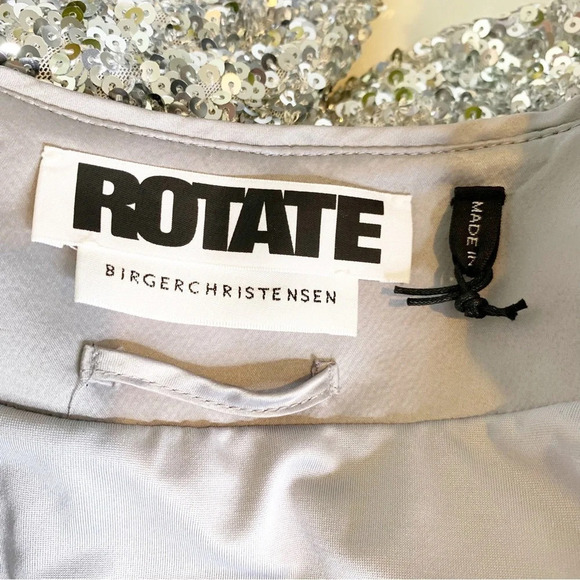 ROTATE BIRGER CHRISTENSEN Samantha Sequined Stretch Mini Wrap Dress Silver 4 - Picture 9 of 13